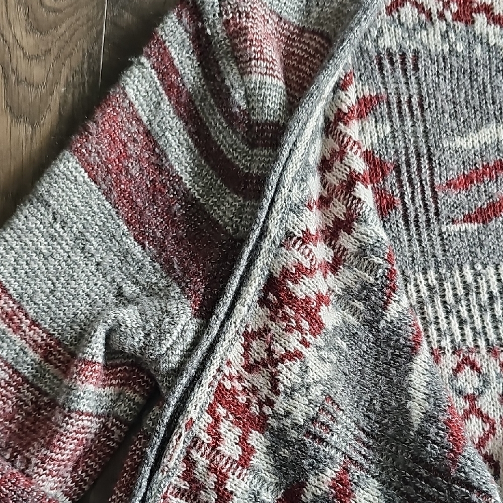 Natural Reflections Sweater Open-Front Stripe Knit Cardigan Aztec Bohemian Large - Picture 3 of 8